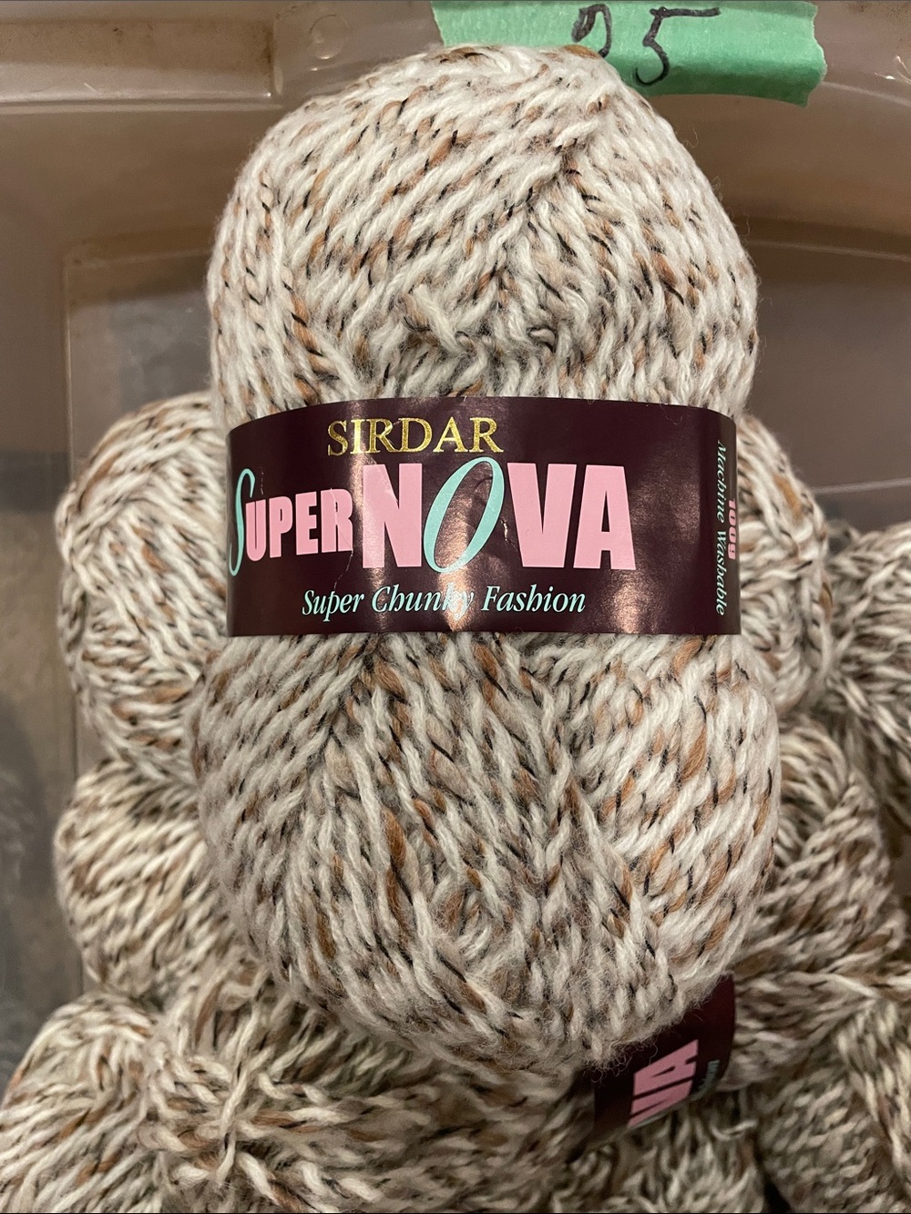 Super Nova Women's Chunky Sweater Yarn - Cream & Tan 4 full 2 partial Skeins